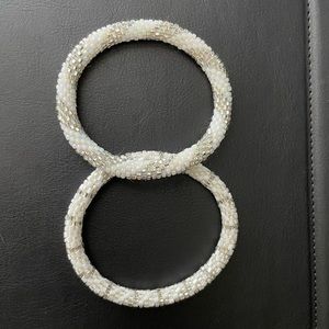 Laura and Lily White and Silver Bracelets